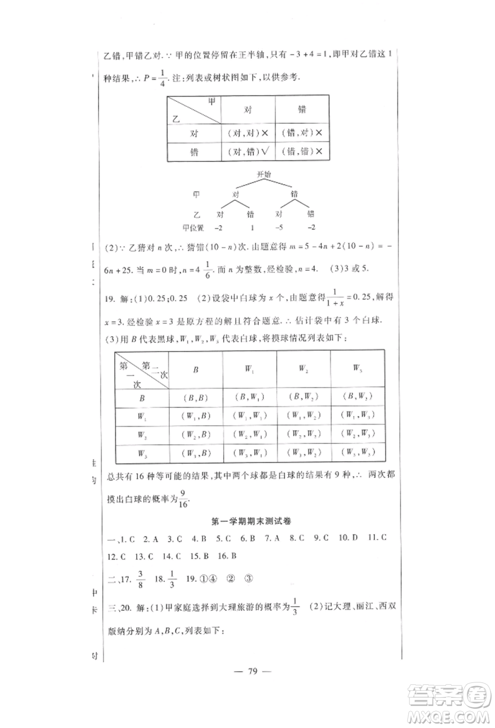 新疆文化出版社2021華夏一卷通九年級數(shù)學(xué)人教版參考答案