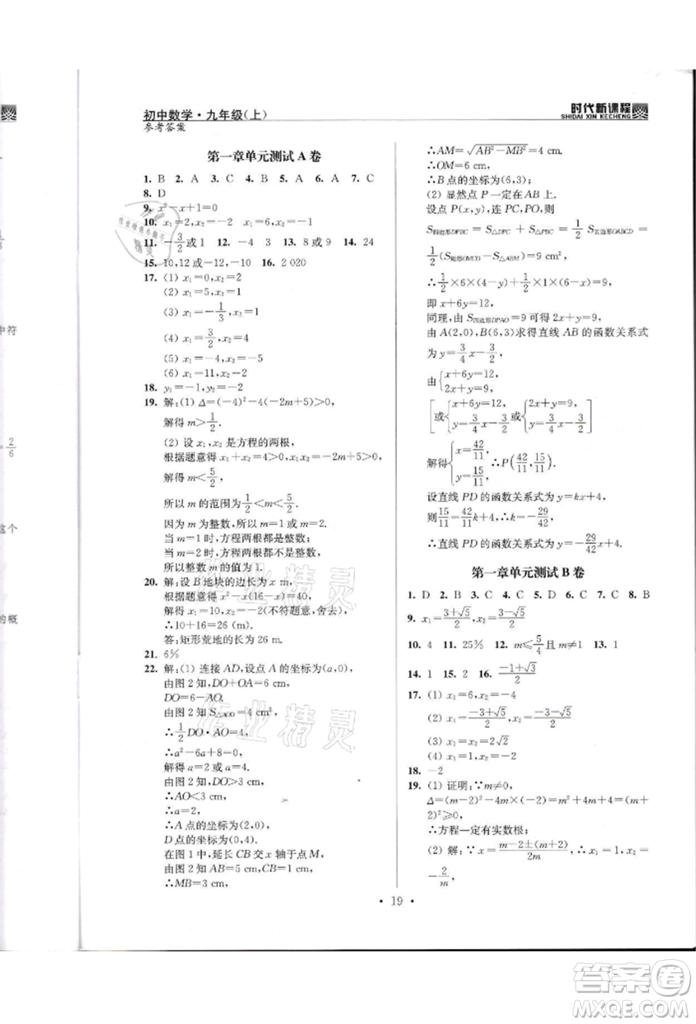 河海大學(xué)出版社2021時代新課程初中數(shù)學(xué)九年級上冊蘇科版參考答案