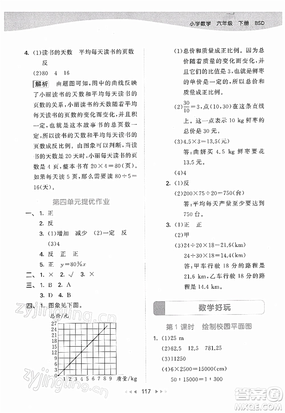 教育科學(xué)出版社2022春季53天天練六年級數(shù)學(xué)下冊BSD北師大版答案