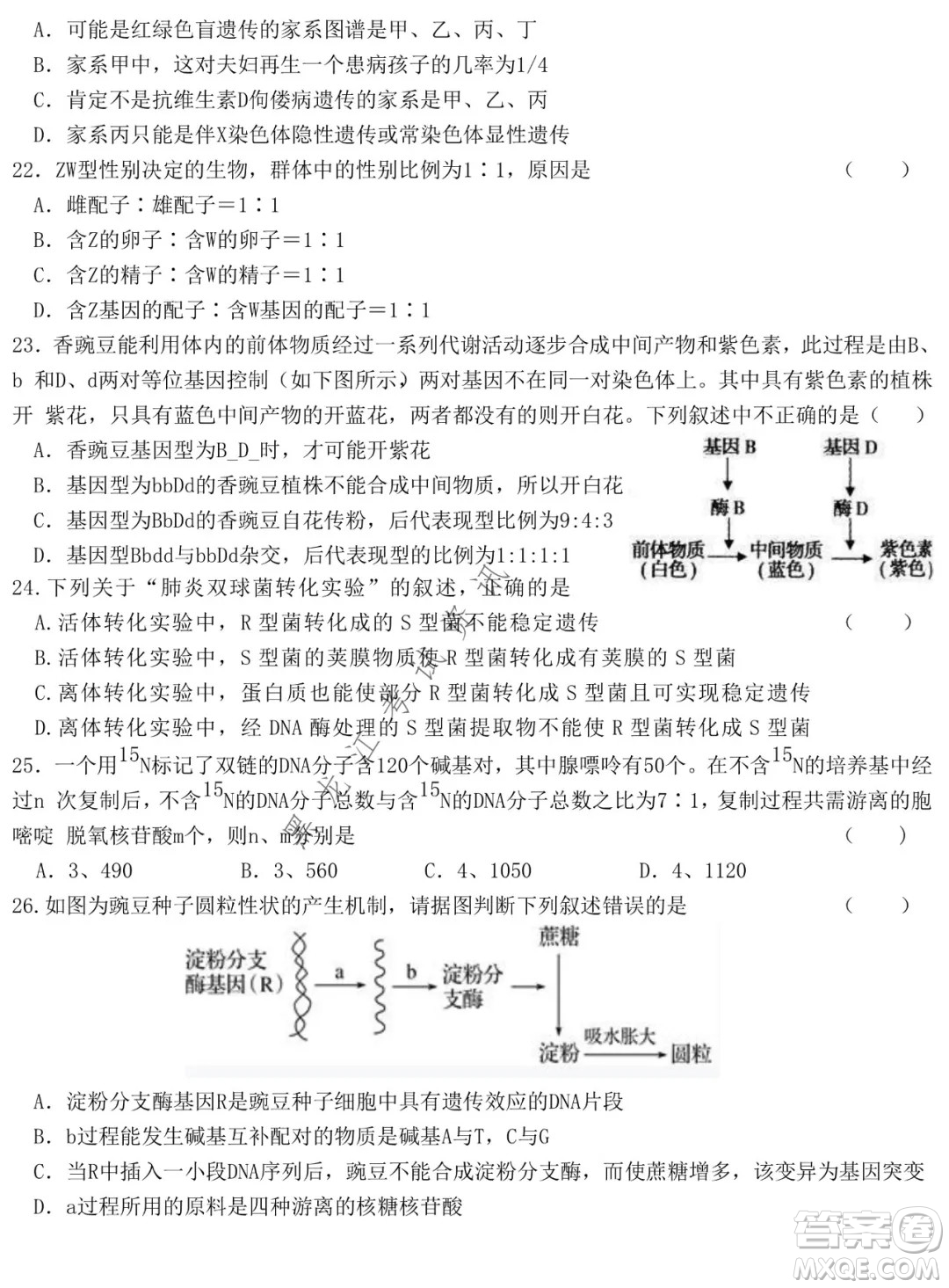 哈爾濱市第六中學2019級上學期期末考試高三生物試題及答案