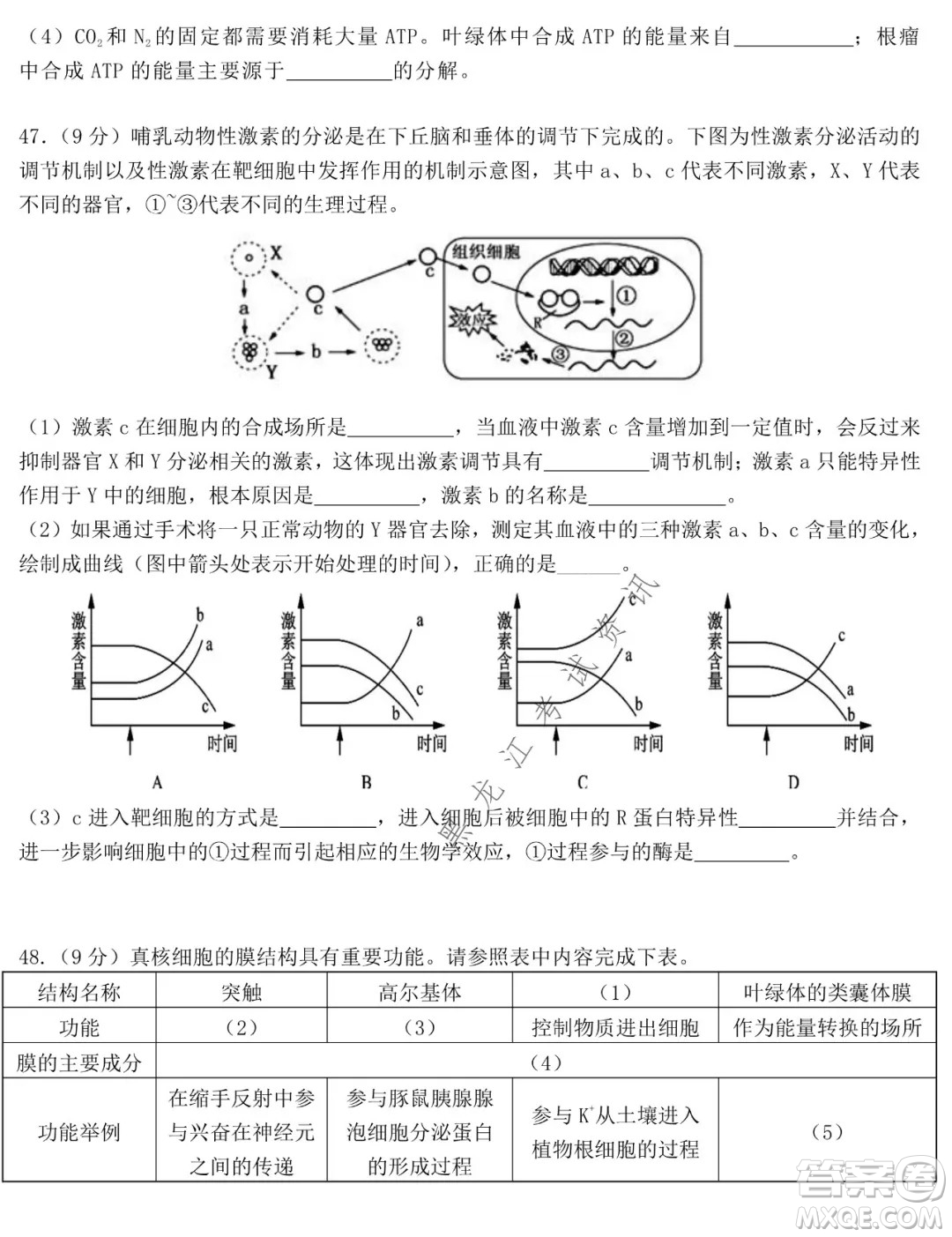 哈爾濱市第六中學2019級上學期期末考試高三生物試題及答案