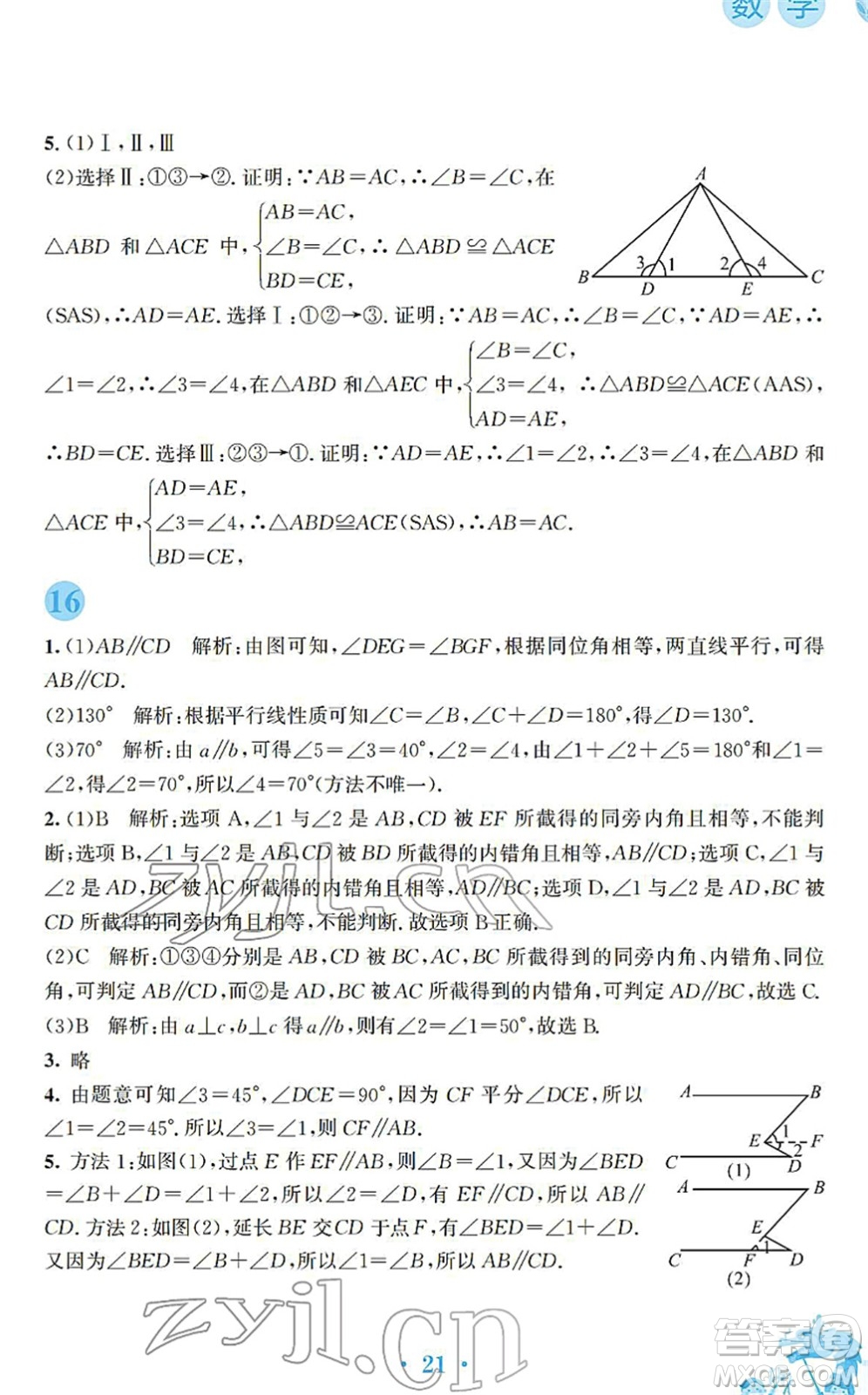 安徽教育出版社2022寒假作業(yè)八年級數(shù)學(xué)北師大版答案