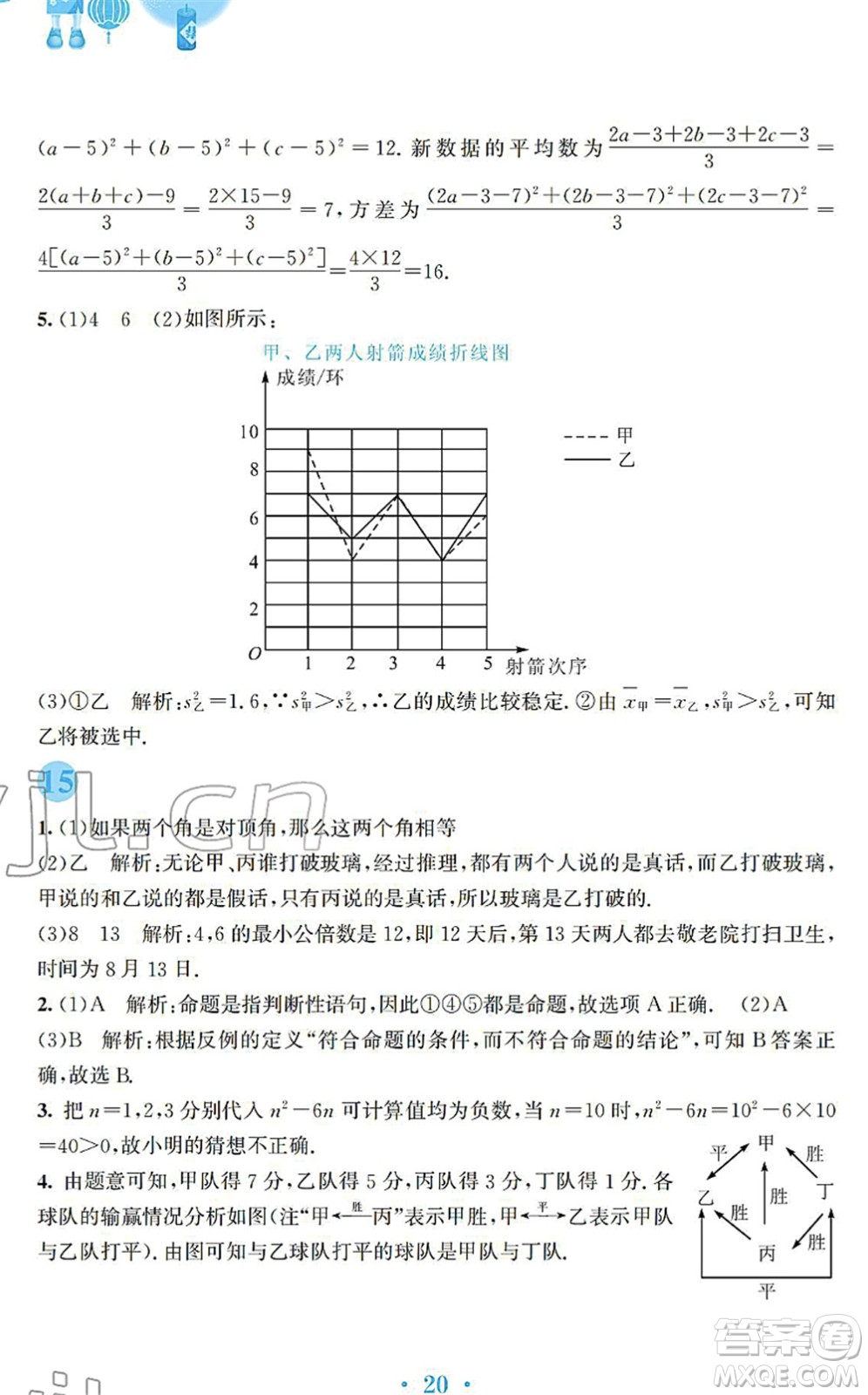 安徽教育出版社2022寒假作業(yè)八年級數(shù)學(xué)北師大版答案