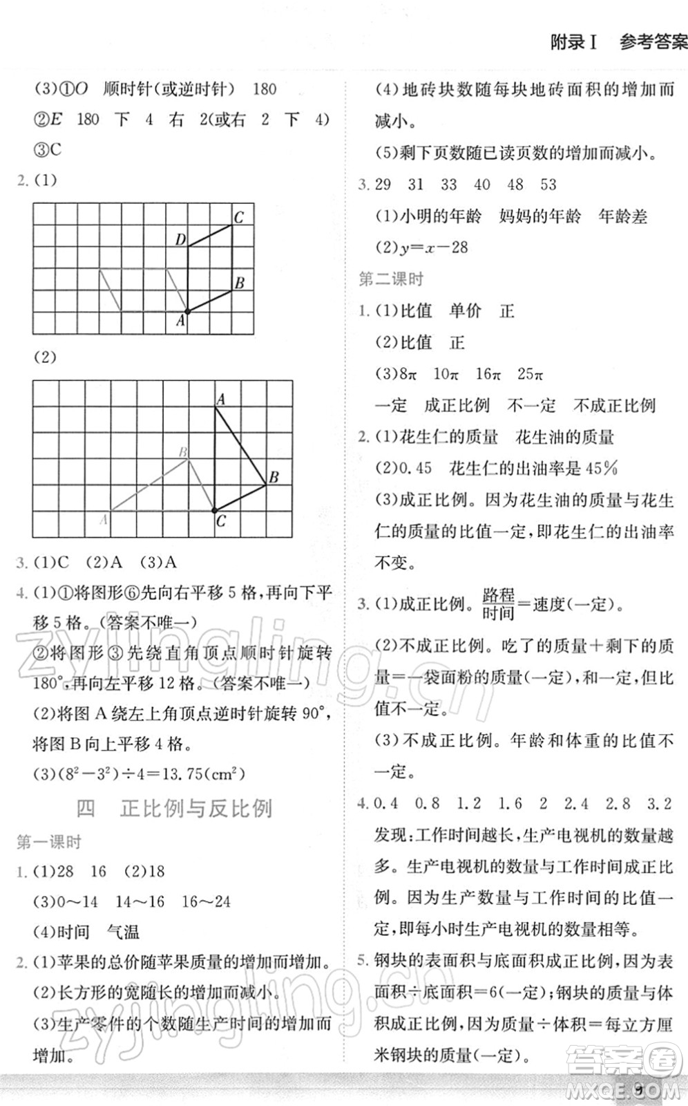 龍門書局2022黃岡小狀元作業(yè)本六年級數(shù)學下冊BS北師版廣東專版答案