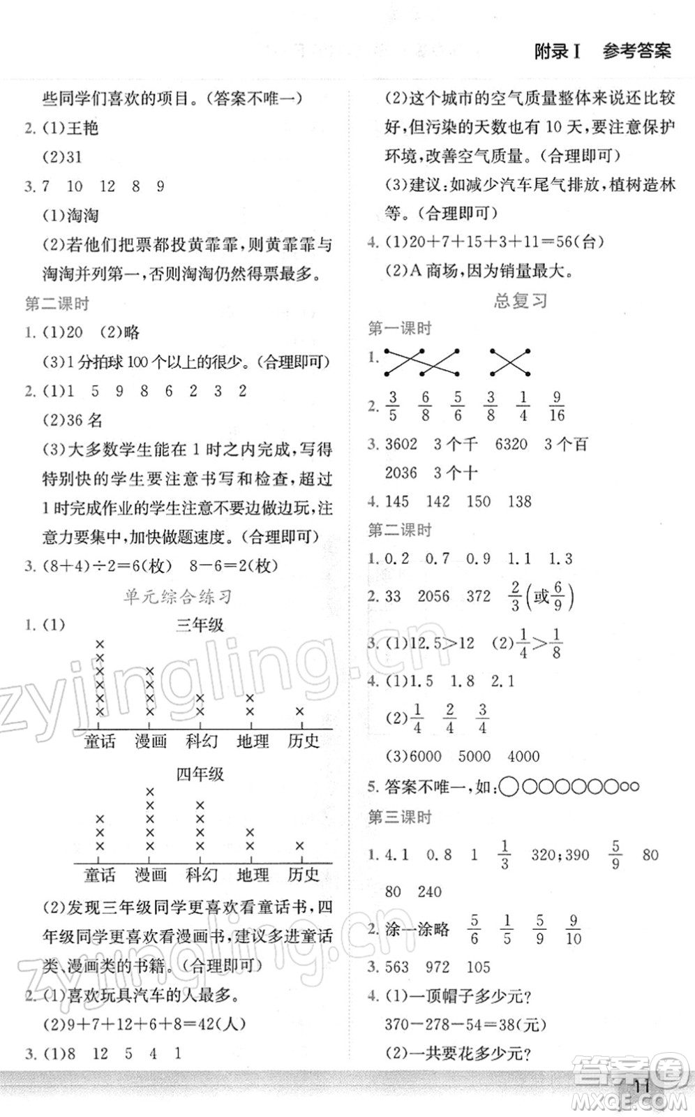 龍門(mén)書(shū)局2022黃岡小狀元作業(yè)本三年級(jí)數(shù)學(xué)下冊(cè)BS北師版廣東專(zhuān)版答案