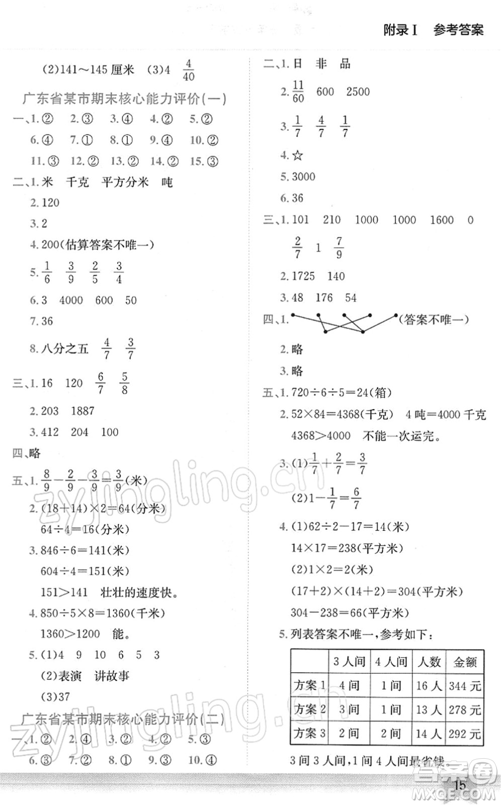 龍門(mén)書(shū)局2022黃岡小狀元作業(yè)本三年級(jí)數(shù)學(xué)下冊(cè)BS北師版廣東專(zhuān)版答案