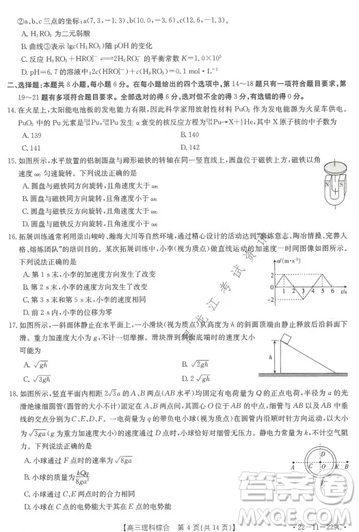 大慶市2022屆高三年級(jí)第二次教學(xué)質(zhì)量檢測(cè)理科綜合試題及答案