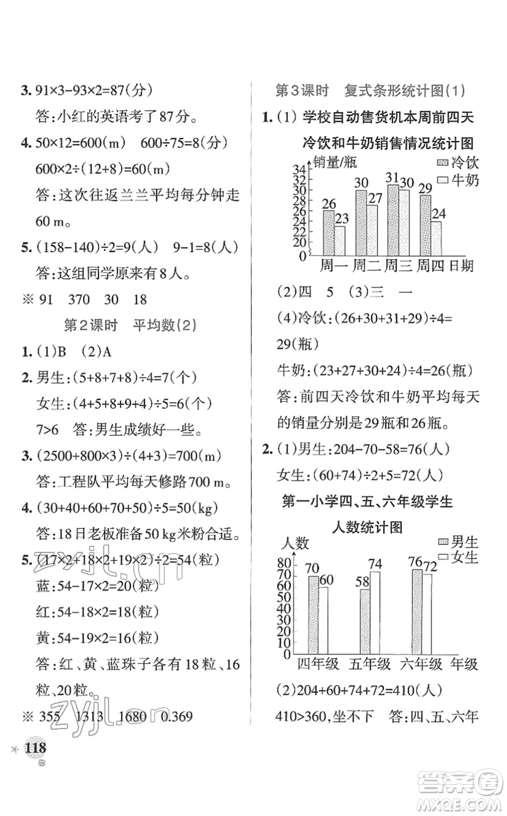 陜西師范大學(xué)出版總社2022PASS小學(xué)學(xué)霸作業(yè)本四年級數(shù)學(xué)下冊RJ人教版廣東專版答案