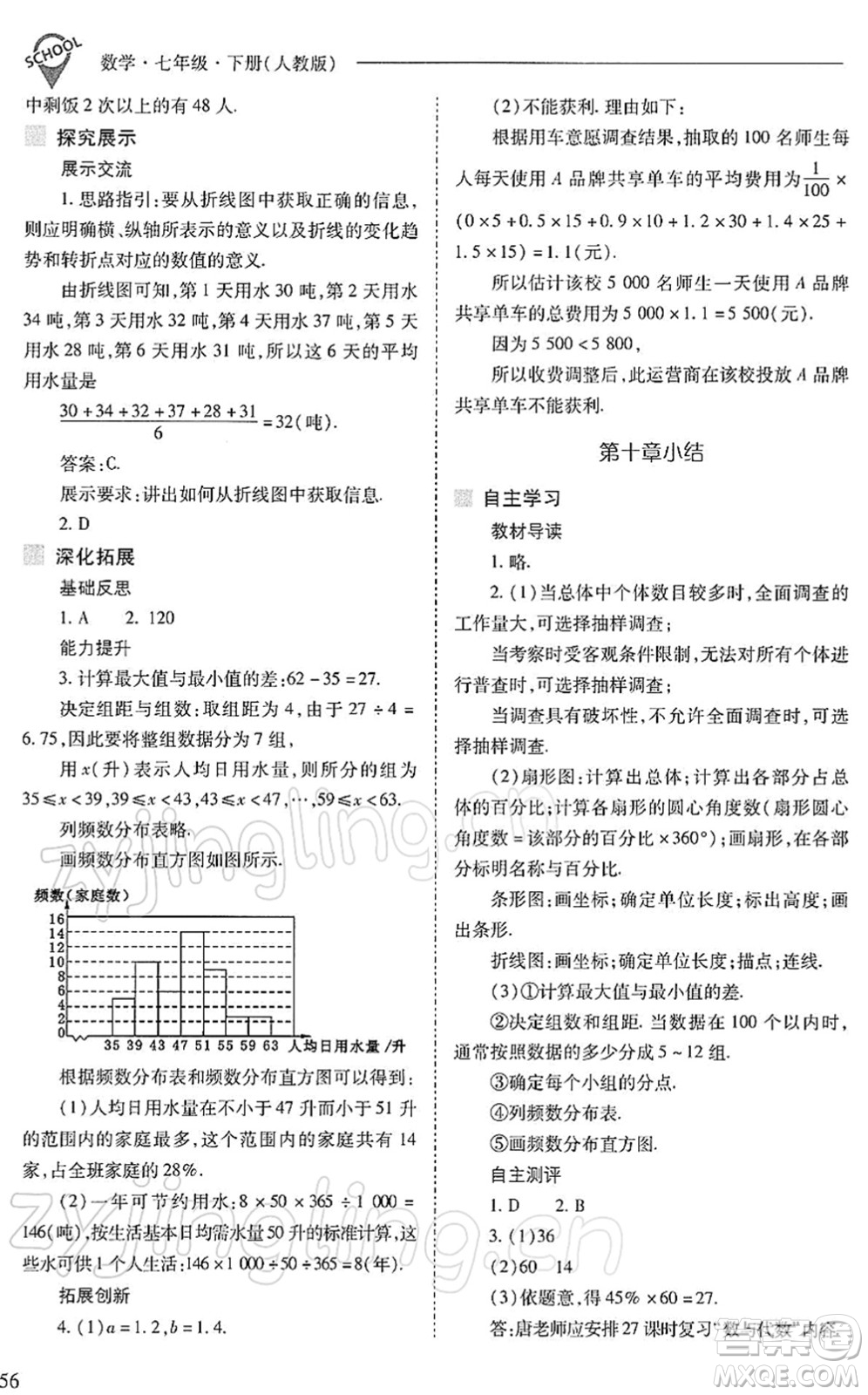 山西教育出版社2022新課程問題解決導學方案七年級數學下冊人教版答案