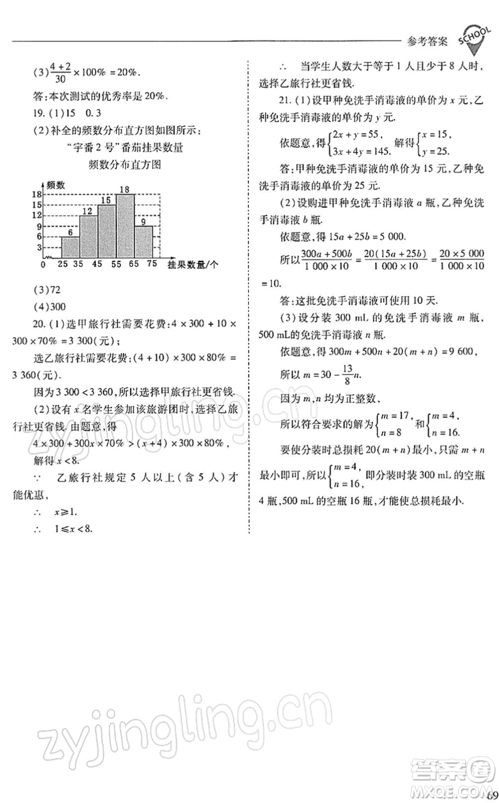 山西教育出版社2022新課程問題解決導學方案七年級數學下冊人教版答案