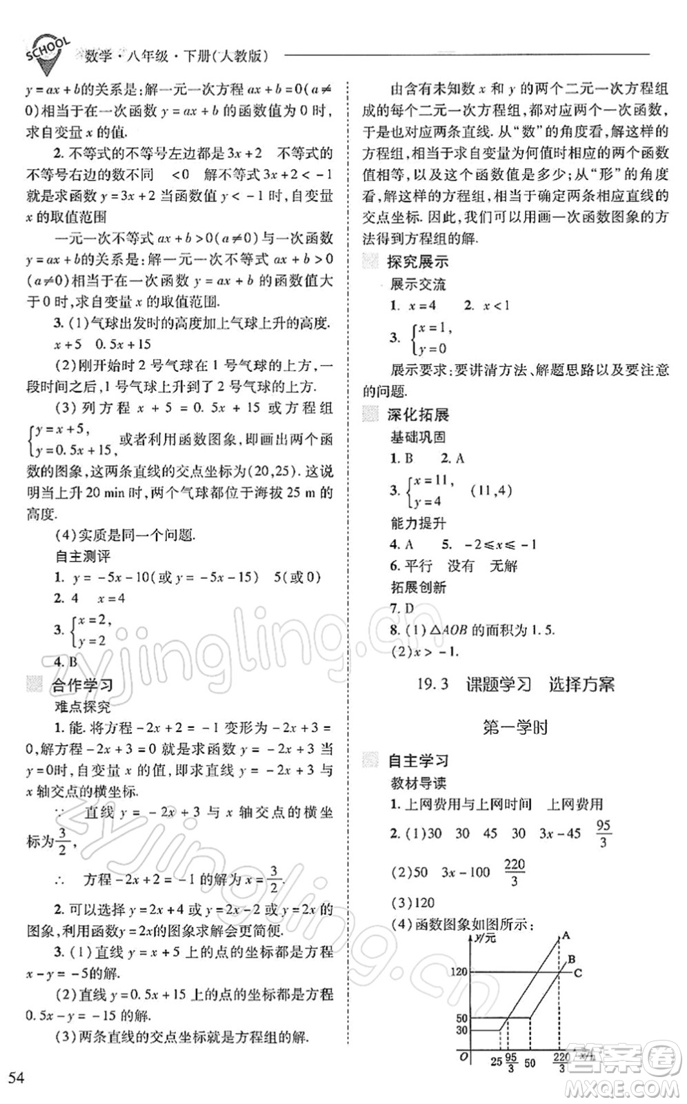 山西教育出版社2022新課程問題解決導(dǎo)學(xué)方案八年級數(shù)學(xué)下冊人教版答案