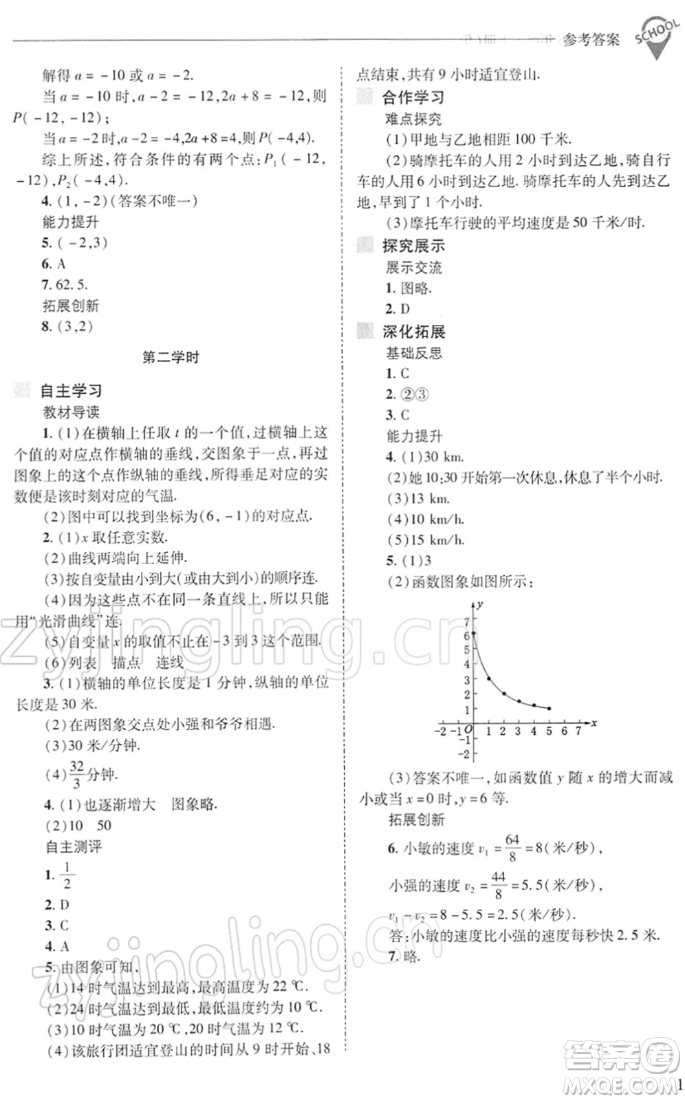 山西教育出版社2022新課程問題解決導學方案八年級數(shù)學下冊華東師大版答案