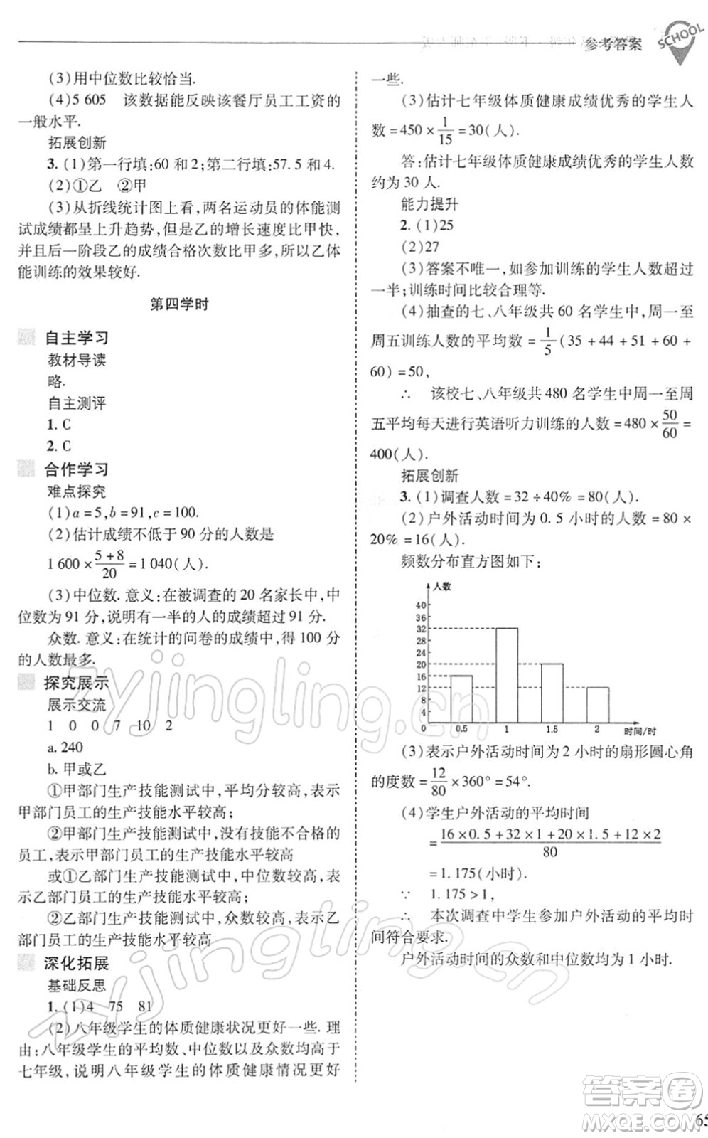 山西教育出版社2022新課程問題解決導學方案八年級數(shù)學下冊華東師大版答案