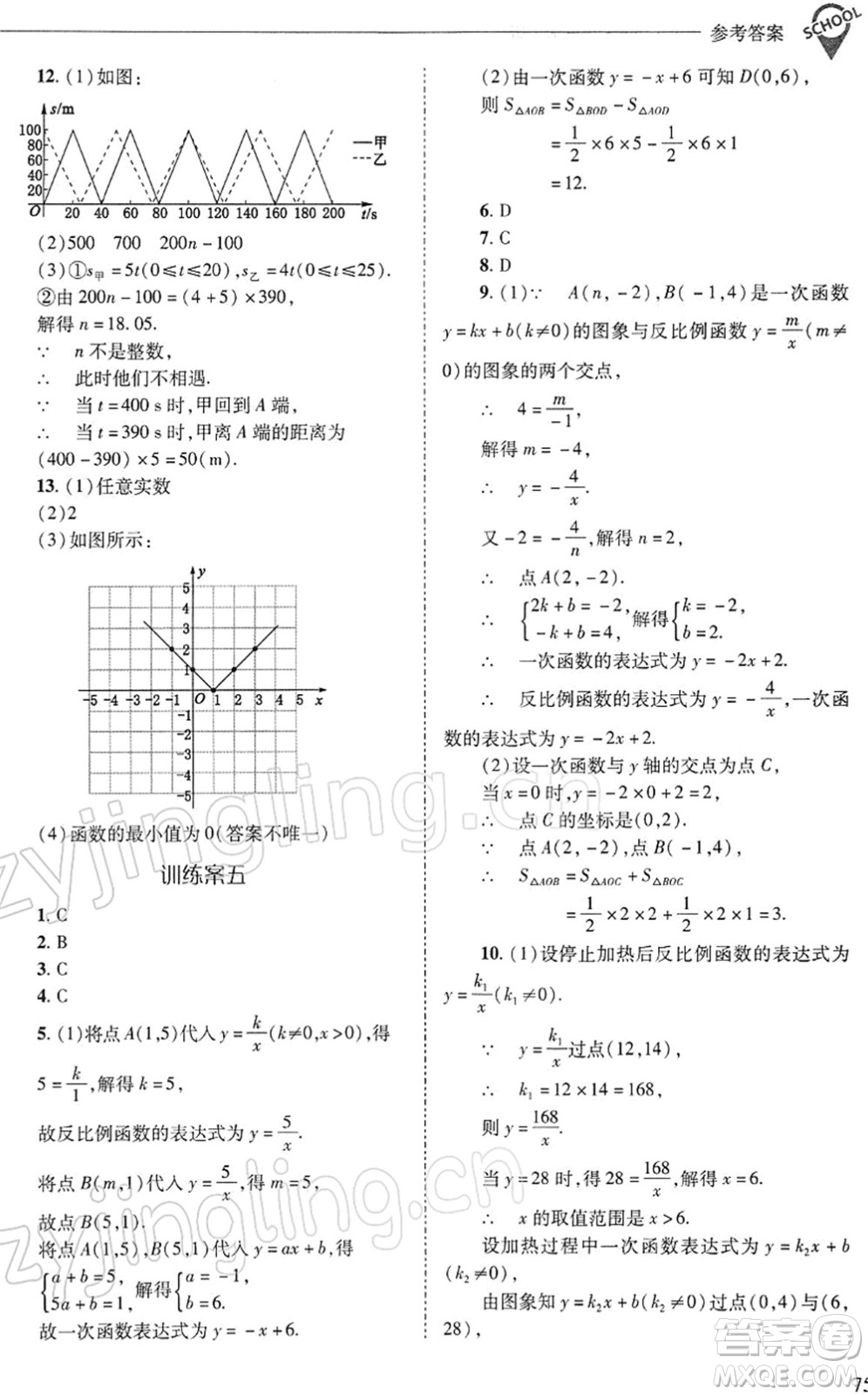 山西教育出版社2022新課程問題解決導學方案八年級數(shù)學下冊華東師大版答案