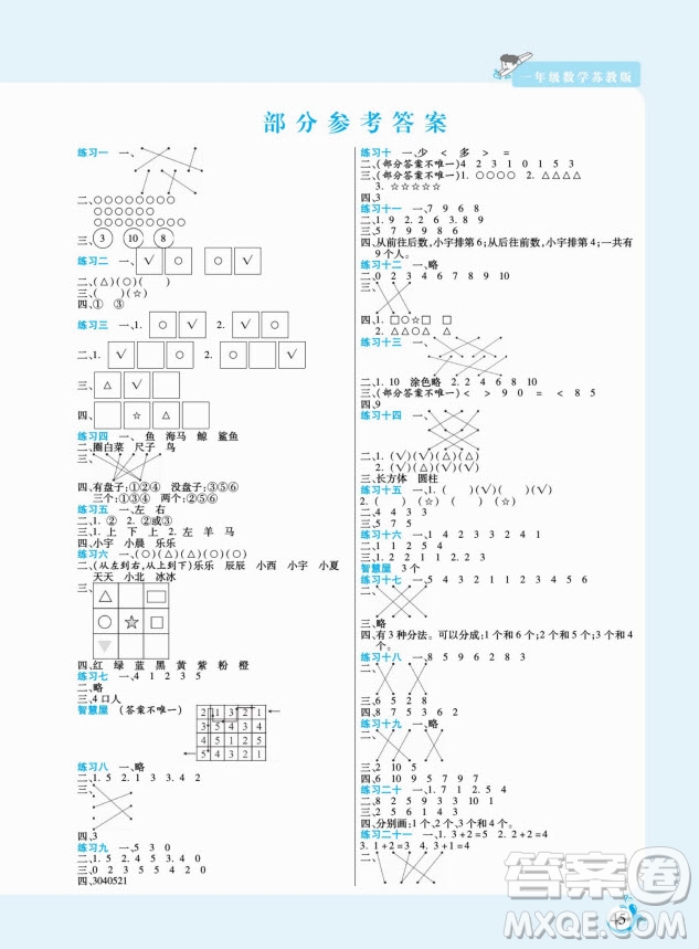 陽(yáng)光出版社2022假期天天練寒假一年級(jí)數(shù)學(xué)SJ蘇教版答案