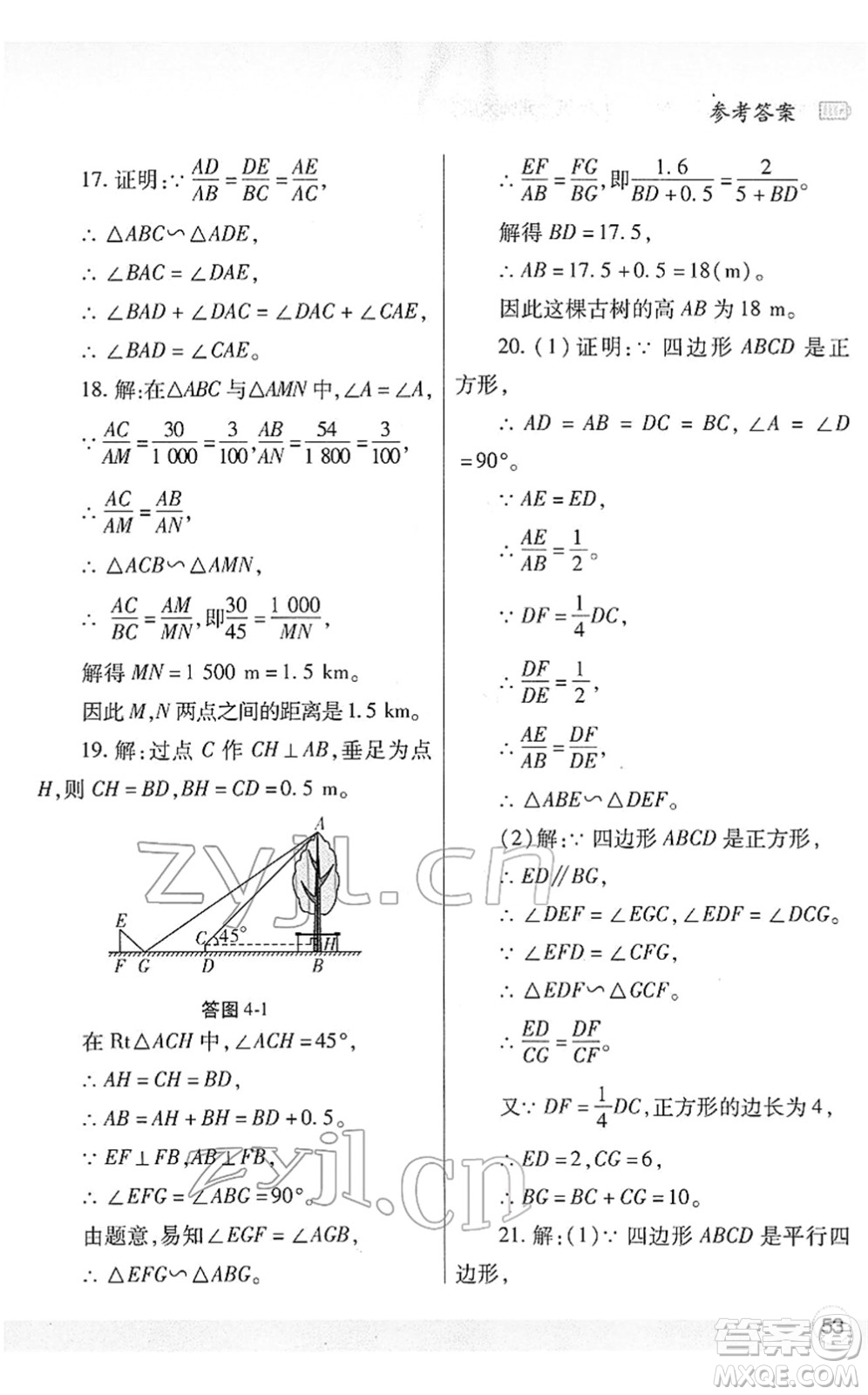 陜西師范大學(xué)出版總社2022寒假作業(yè)與生活九年級(jí)數(shù)學(xué)北師大版答案