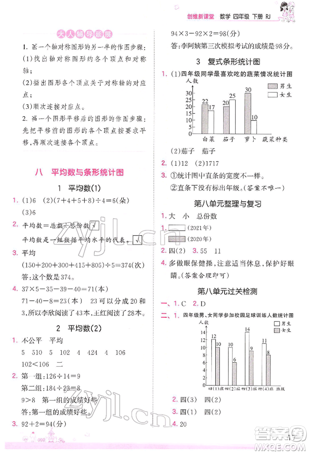 江西人民出版社2022王朝霞創(chuàng)維新課堂同步優(yōu)化訓(xùn)練四年級(jí)下冊(cè)數(shù)學(xué)人教版參考答案