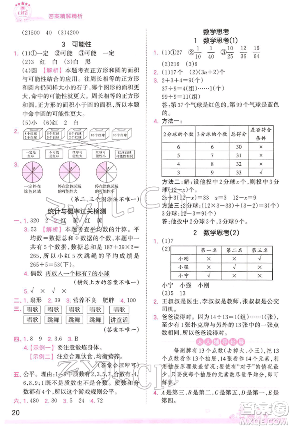 江西人民出版社2022王朝霞創(chuàng)維新課堂同步優(yōu)化訓(xùn)練六年級下冊數(shù)學(xué)人教版參考答案