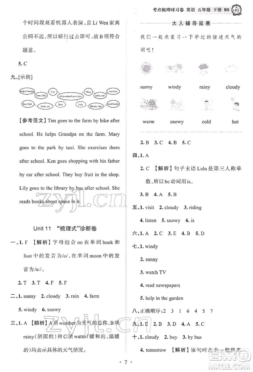 江西人民出版社2022王朝霞考點(diǎn)梳理時(shí)習(xí)卷五年級(jí)英語下冊(cè)北師大版參考答案