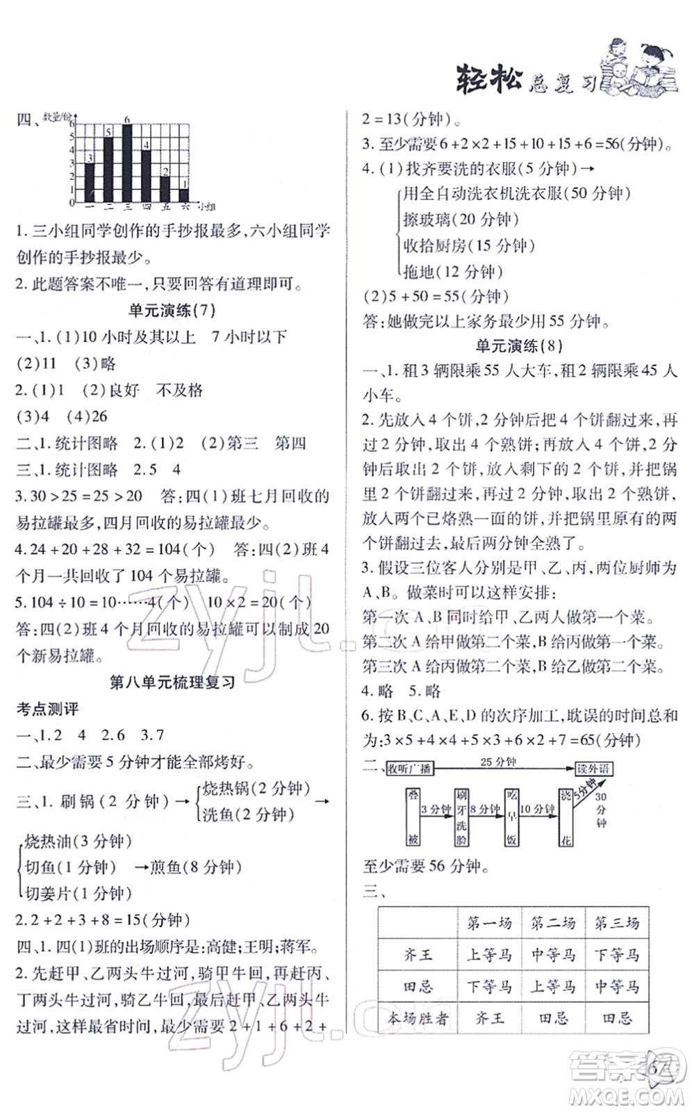 河北科學(xué)技術(shù)出版社2022輕松總復(fù)習(xí)假期作業(yè)輕松寒假四年級數(shù)學(xué)通用版答案