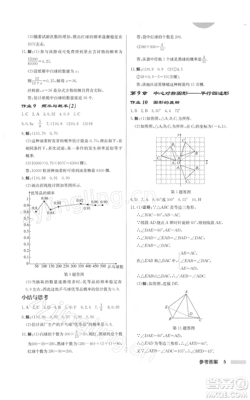 龍門書局2022啟東中學(xué)作業(yè)本八年級(jí)數(shù)學(xué)下冊(cè)蘇科版徐州專版參考答案