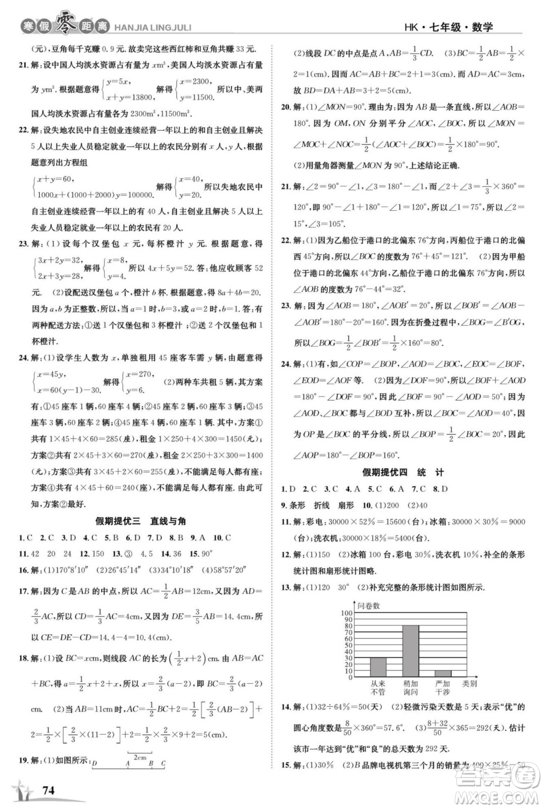 合肥工業(yè)大學(xué)出版社2022寒假零距離學(xué)期系統(tǒng)復(fù)習(xí)數(shù)學(xué)七年級HK滬科版答案