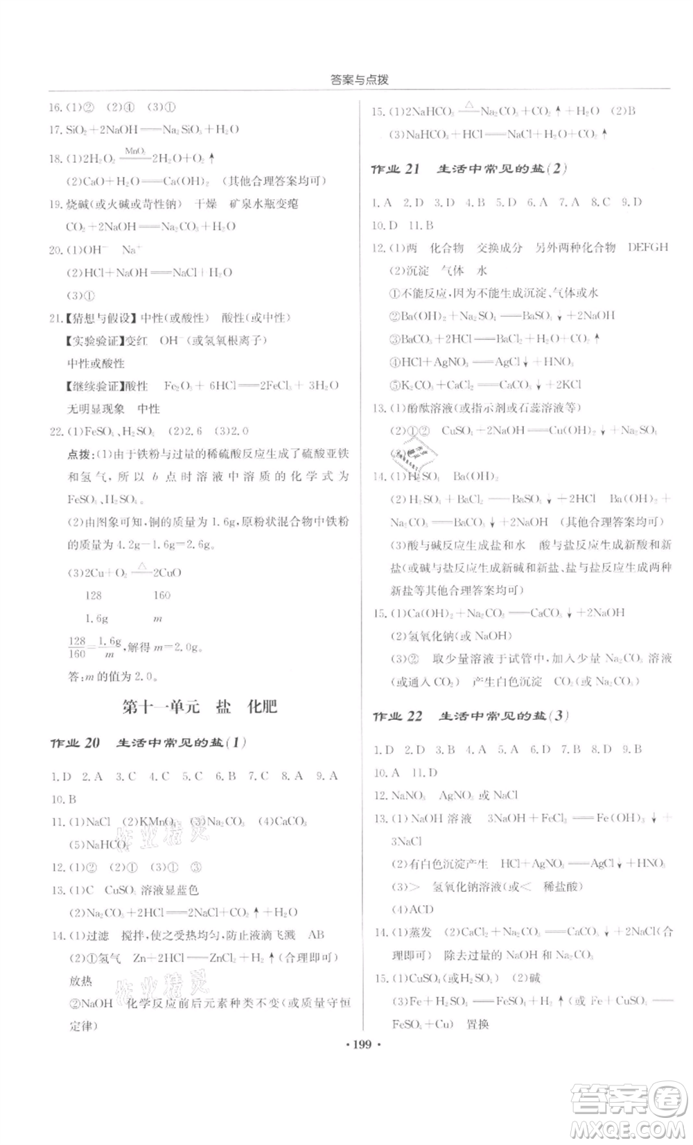 龍門書局2022啟東中學(xué)作業(yè)本九年級化學(xué)下冊人教版參考答案