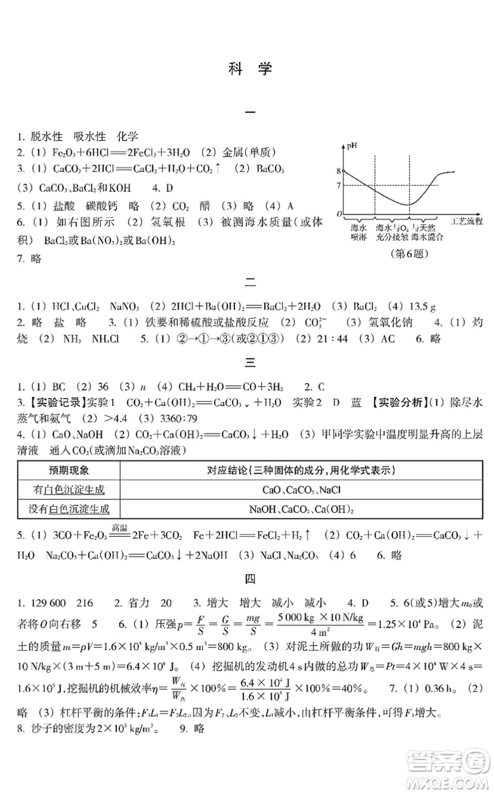 浙江教育出版社2022寒假作業(yè)九年級(jí)合訂本A版答案