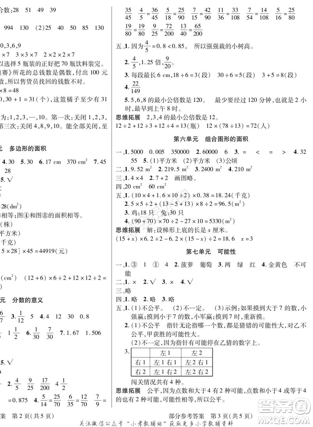 黑龍江美術(shù)出版社2022假期新思維寒假樂(lè)園五年級(jí)數(shù)學(xué)北師大版參考答案