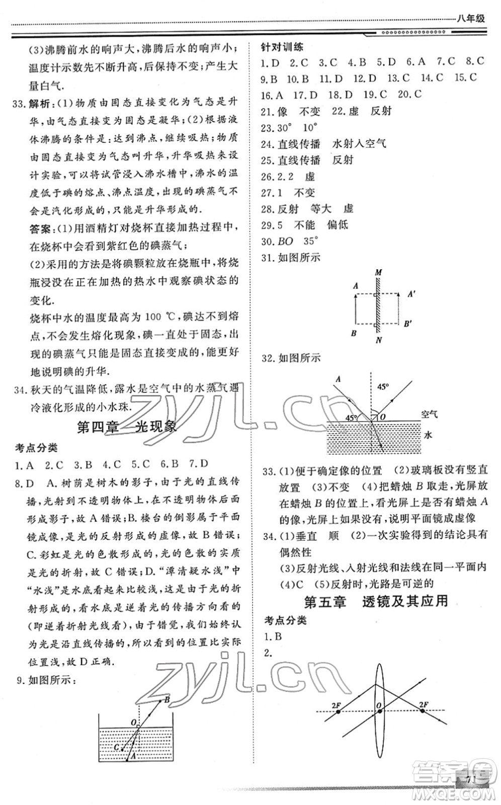 北京工業(yè)大學(xué)出版社2022文軒假期生活指導(dǎo)八年級物理人教版答案