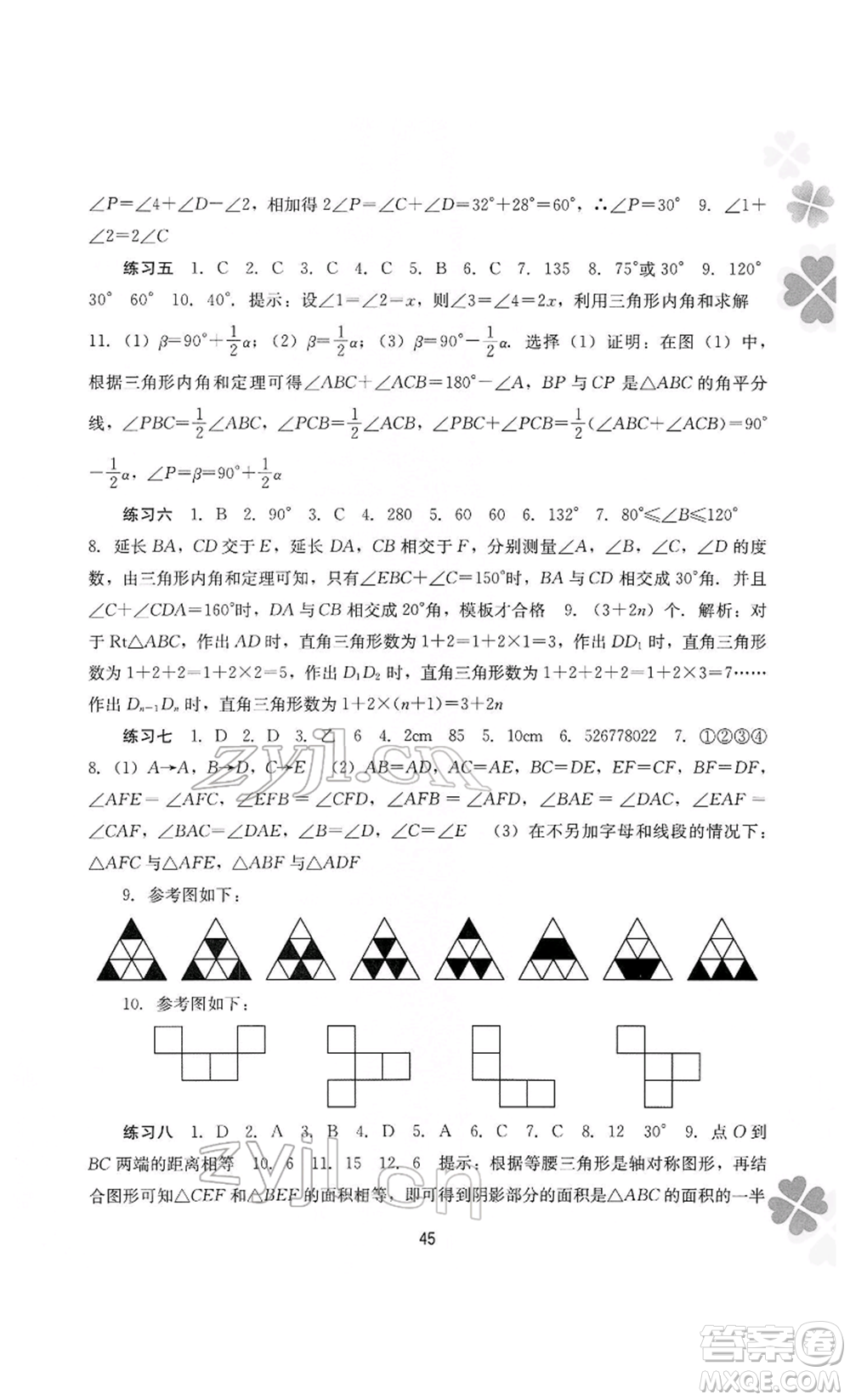 廣西師范大學出版社2022新課程寒假作業(yè)八年級數(shù)學通用版參考答案