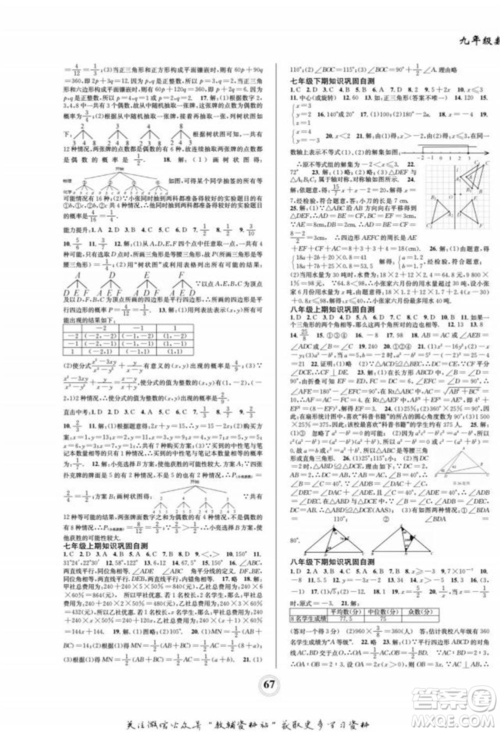 四川師范大學(xué)電子出版社2022快樂之星寒假篇九年級數(shù)學(xué)華師大版參考答案