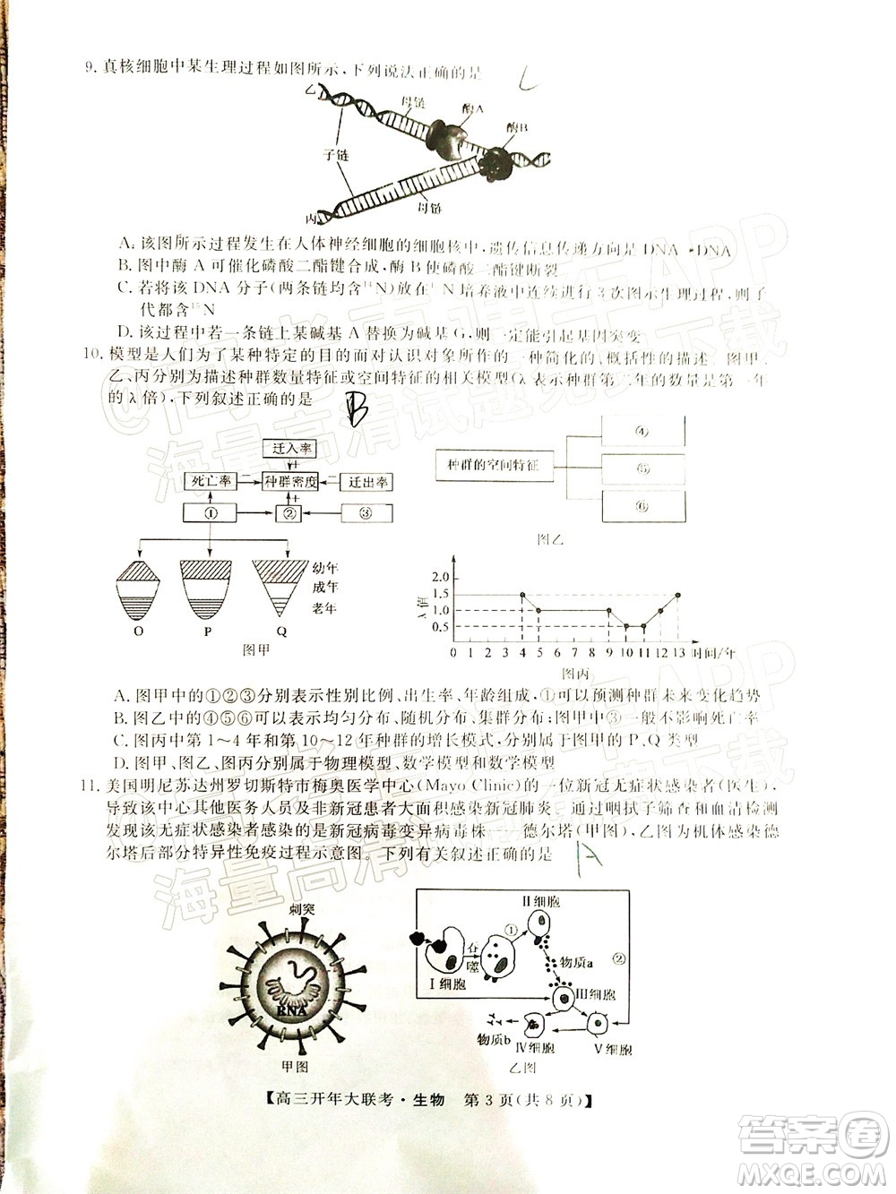 天壹名校聯(lián)盟2022屆高三開年大聯(lián)考生物試題及答案