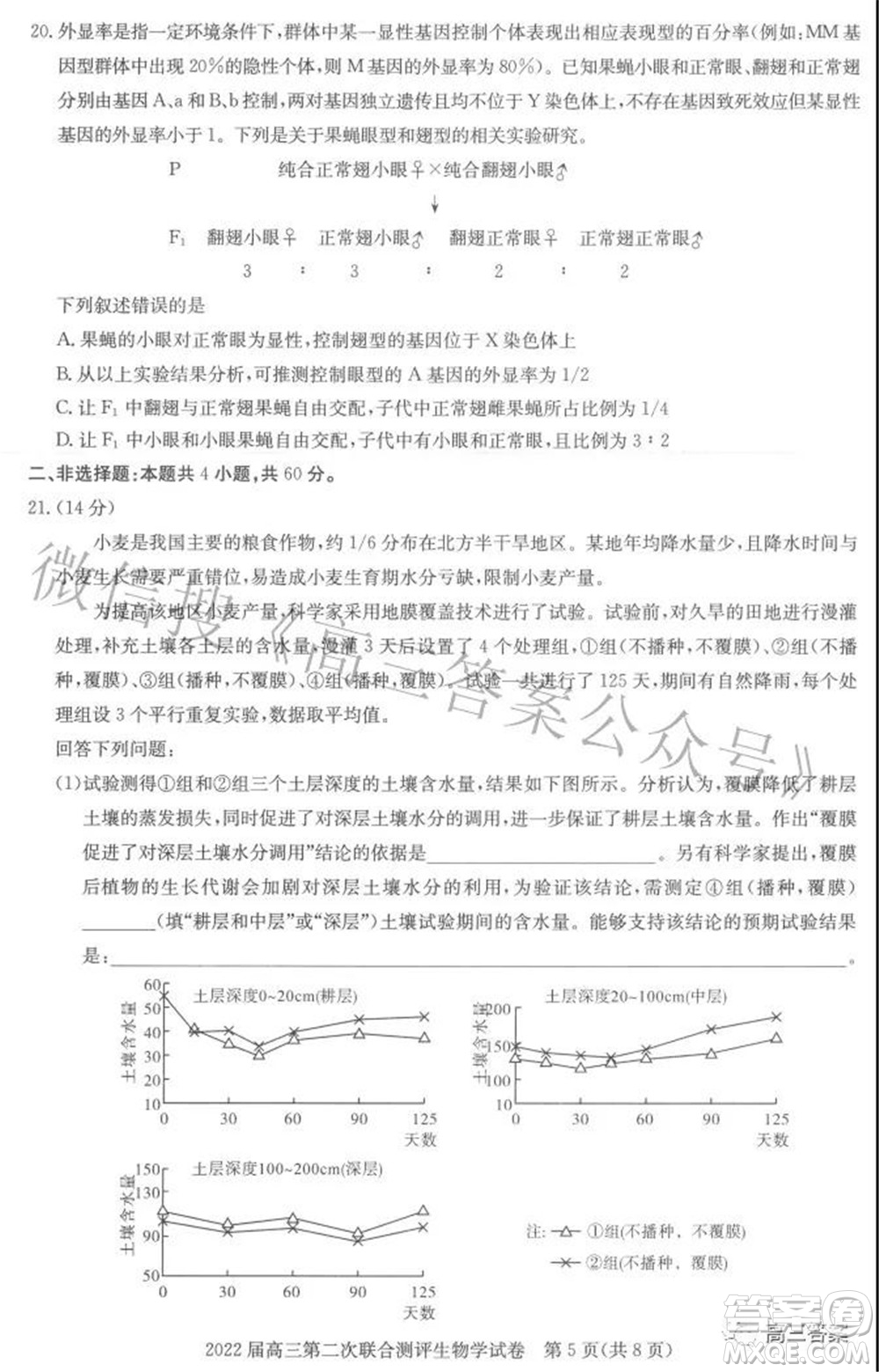 圓創(chuàng)聯(lián)考2021-2022學(xué)年高三上學(xué)期第二次聯(lián)合測(cè)評(píng)生物試題及答案