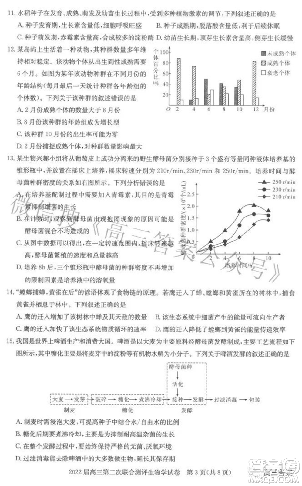 圓創(chuàng)聯(lián)考2021-2022學(xué)年高三上學(xué)期第二次聯(lián)合測(cè)評(píng)生物試題及答案