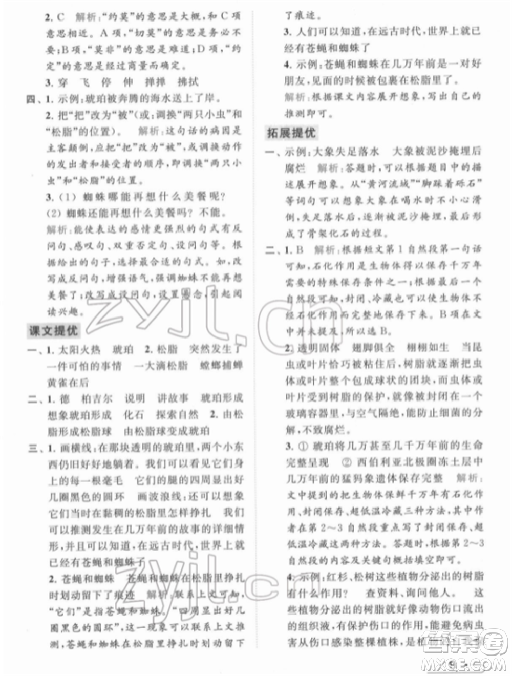 北京教育出版社2022亮點(diǎn)給力提優(yōu)課時(shí)作業(yè)本四年級(jí)語(yǔ)文下冊(cè)部編版參考答案