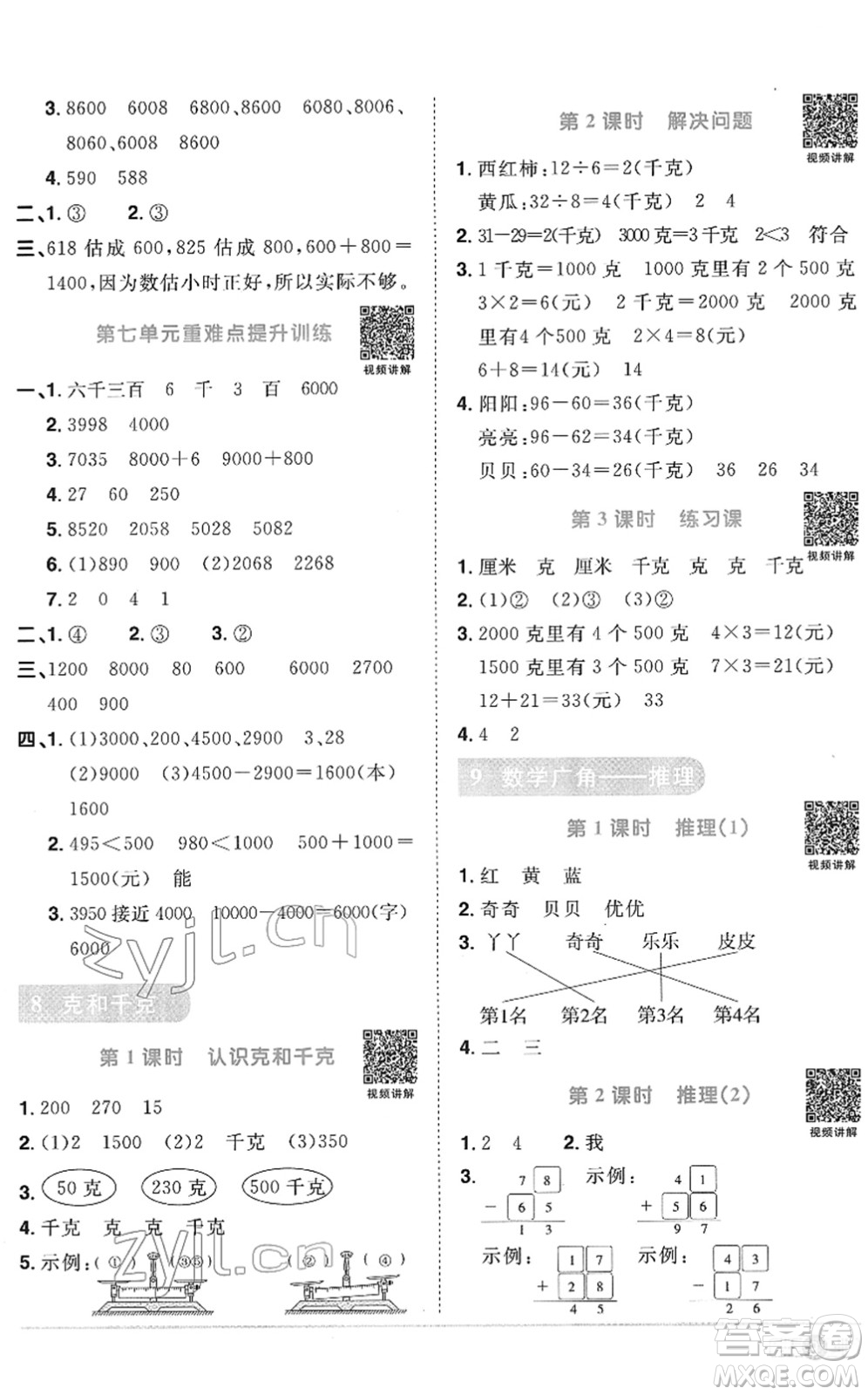 江西教育出版社2022陽光同學(xué)課時(shí)優(yōu)化作業(yè)二年級(jí)數(shù)學(xué)下冊(cè)RJ人教版菏澤專版答案