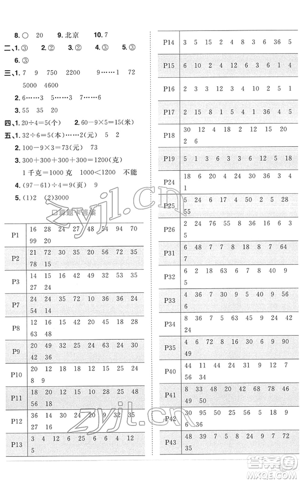 江西教育出版社2022陽光同學(xué)課時(shí)優(yōu)化作業(yè)二年級(jí)數(shù)學(xué)下冊(cè)RJ人教版菏澤專版答案