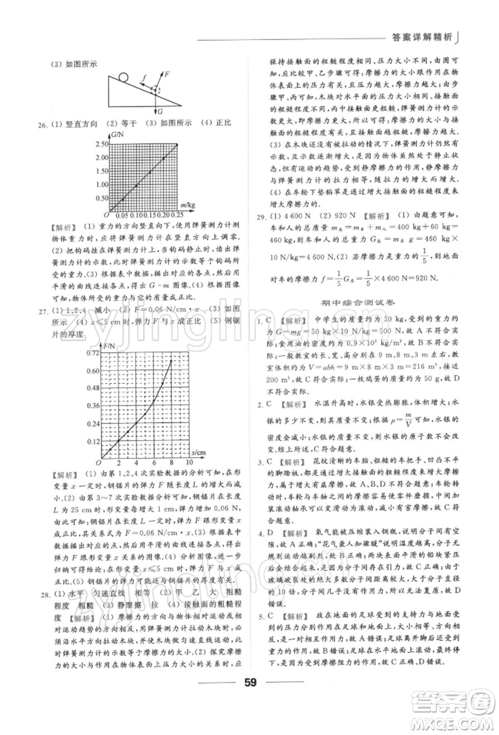 云南美術(shù)出版社2022亮點(diǎn)給力提優(yōu)課時(shí)作業(yè)本八年級(jí)物理下冊(cè)蘇科版參考答案