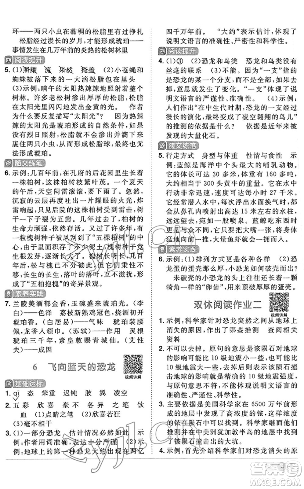 江西教育出版社2022陽光同學(xué)課時優(yōu)化作業(yè)四年級語文下冊RJ人教版答案