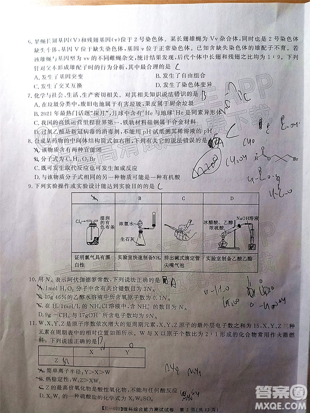 皖江名校2022屆高三第五次聯(lián)考理科綜合試題及答案