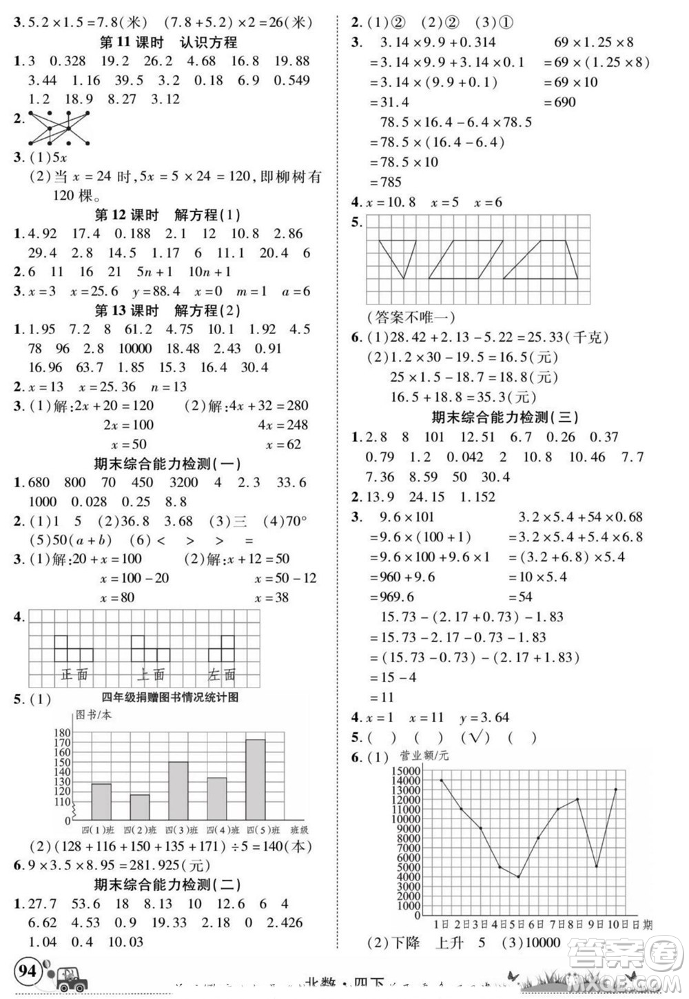 新疆青少年出版社2022英才小靈通北數(shù)四年級下冊答案