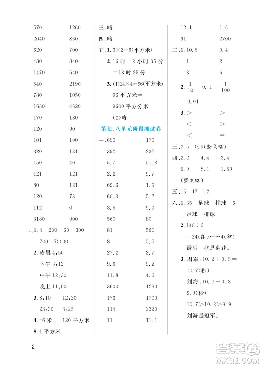 北方婦女兒童出版社2022黃岡口算天天練三年級(jí)下冊(cè)數(shù)學(xué)QD青島版答案