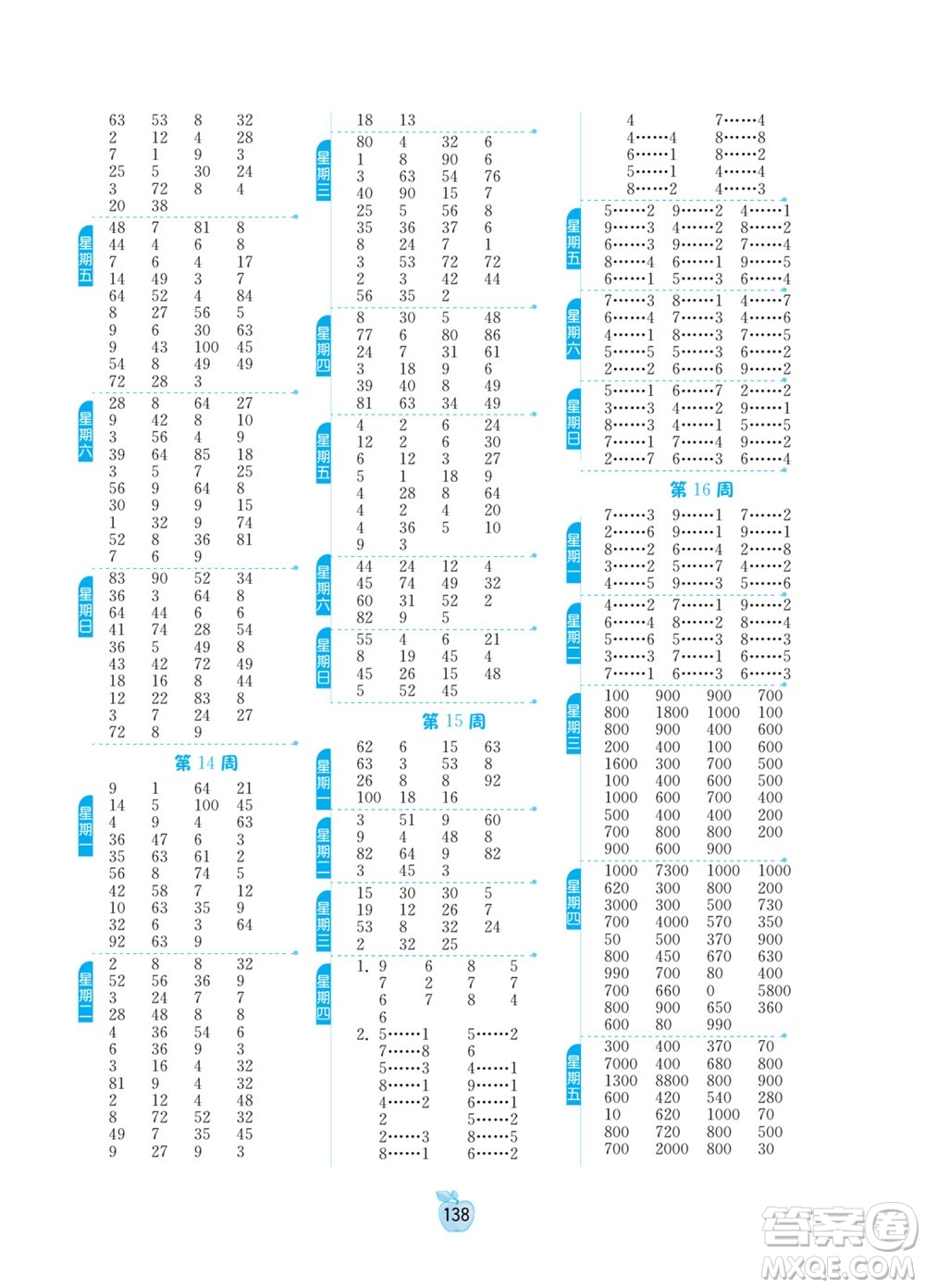 江蘇人民出版社2022小學(xué)數(shù)學(xué)計算高手二年級下冊RMJY人教版答案