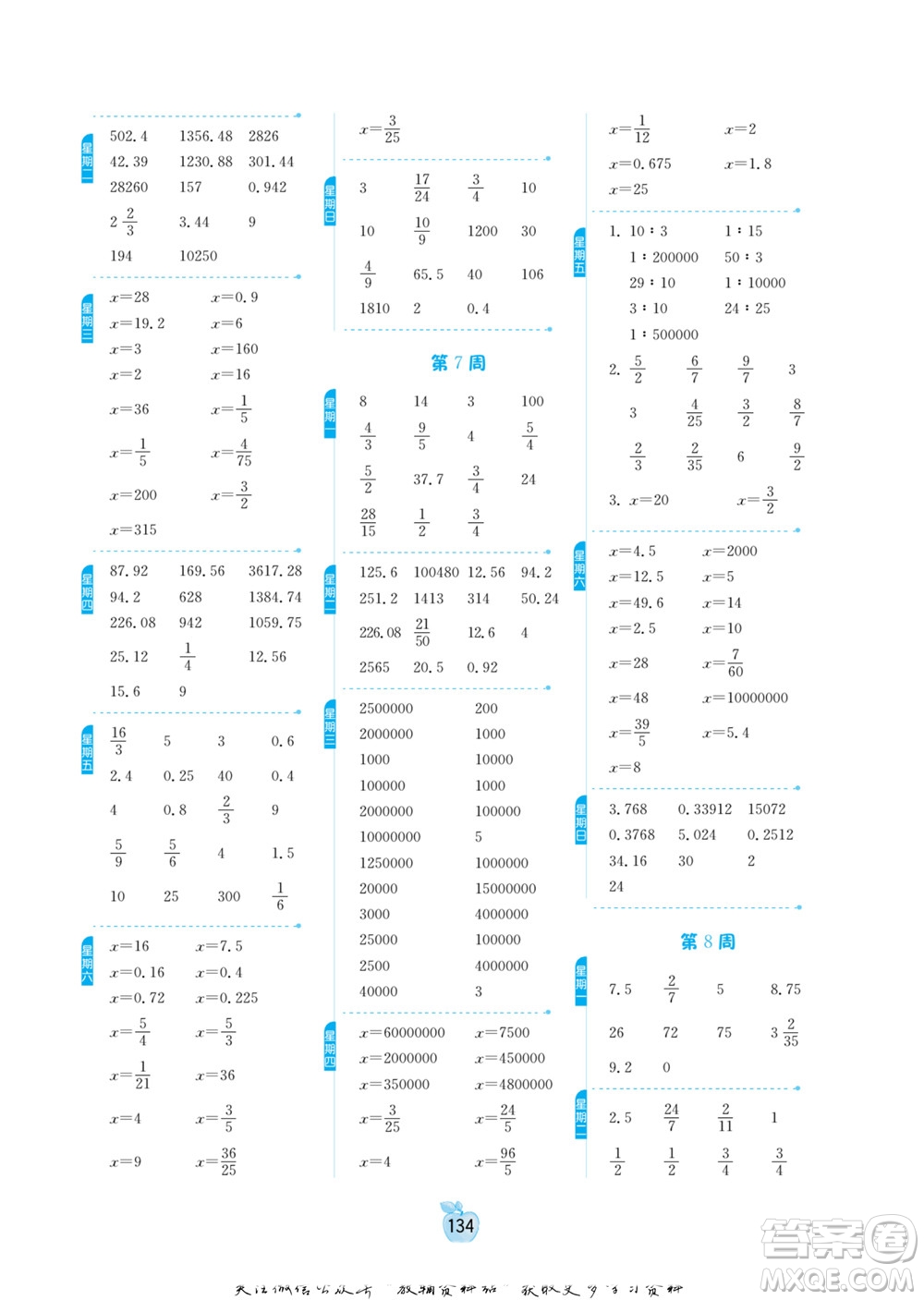 江蘇人民出版社2022小學(xué)數(shù)學(xué)計(jì)算高手六年級(jí)下冊(cè)RMJY人教版答案