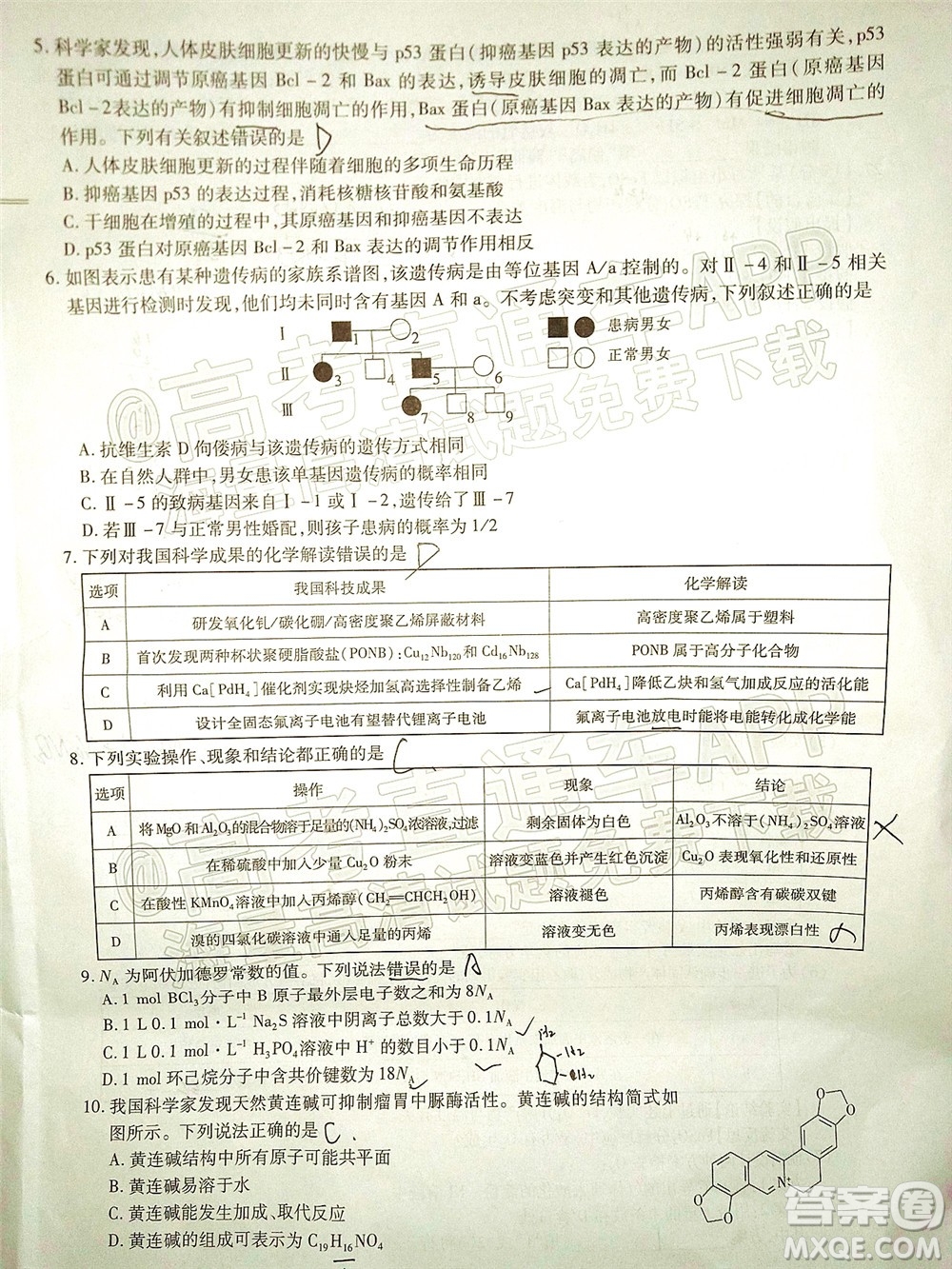 智慧上進(jìn)2021-2022學(xué)年高三一輪復(fù)習(xí)驗(yàn)收考試?yán)砜凭C合試題及答案