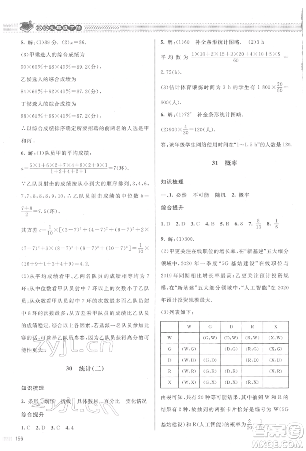 北京師范大學出版社2022課堂精練九年級數(shù)學下冊北師大版江西專版參考答案