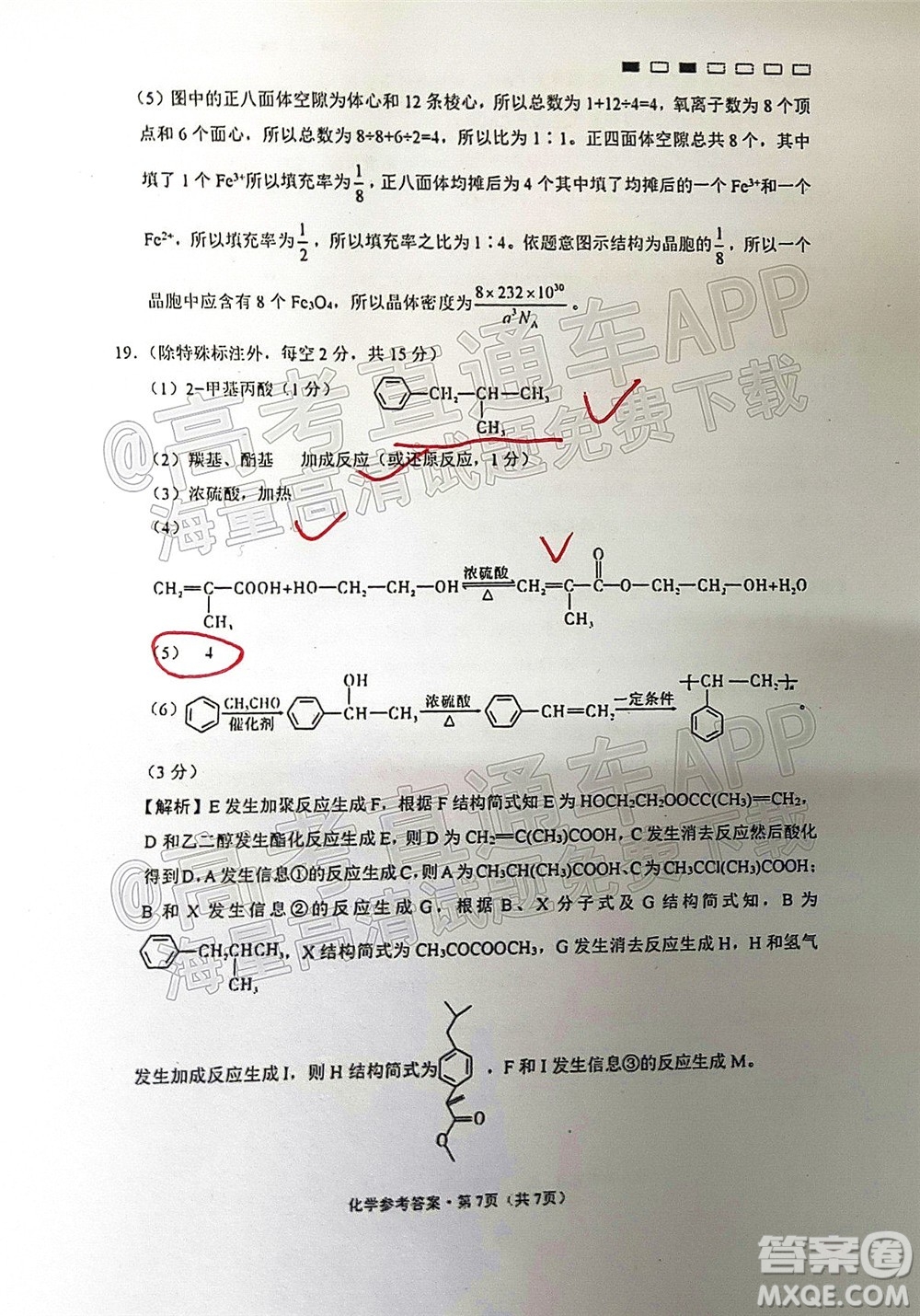 巴蜀中學(xué)2022屆高考適應(yīng)性月考卷七化學(xué)試題及答案