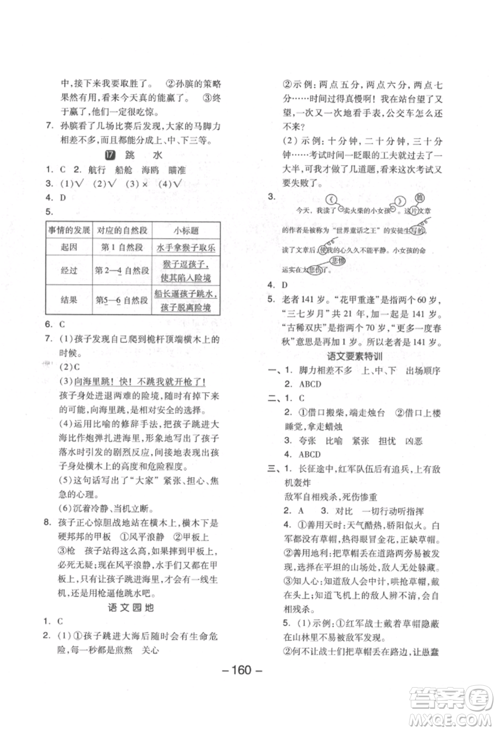 開明出版社2022全品學(xué)練考五年級語文下冊人教版江蘇專版參考答案