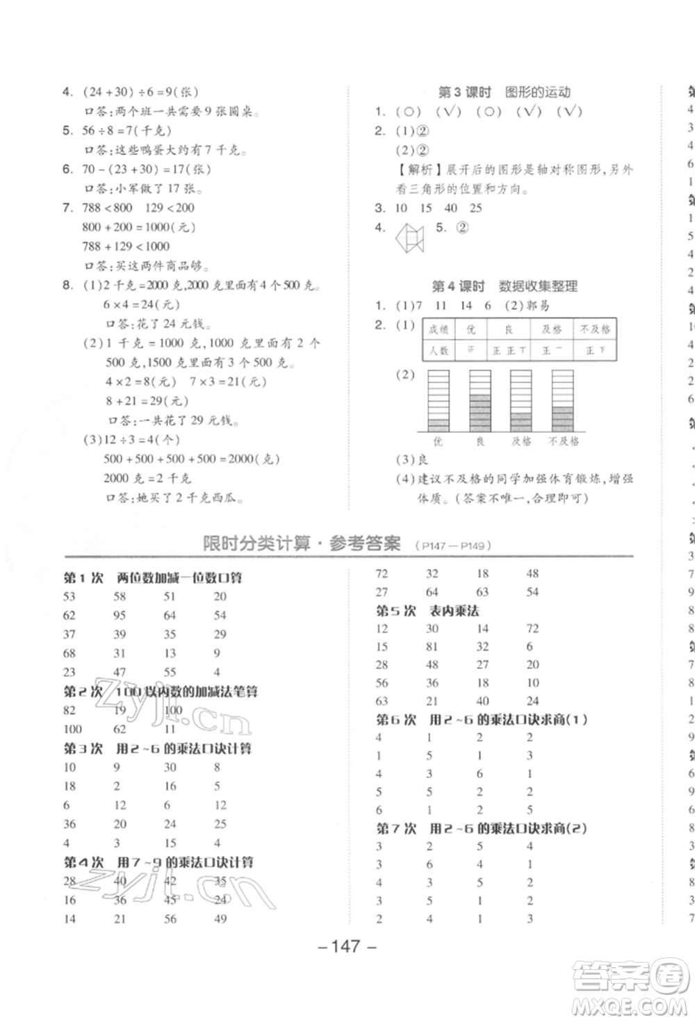 開明出版社2022全品學(xué)練考二年級(jí)數(shù)學(xué)下冊(cè)人教版參考答案